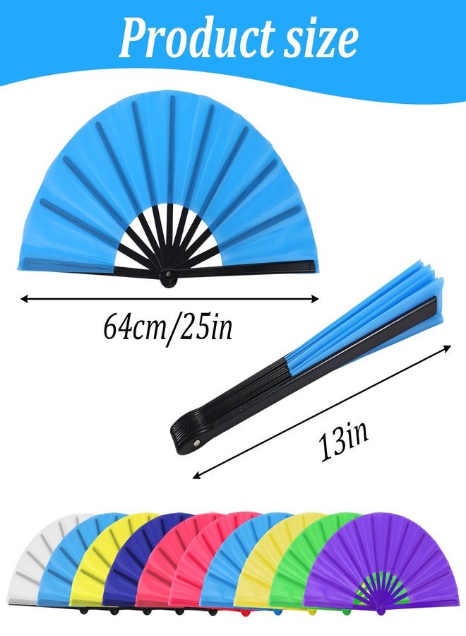 JOUTYFOR 10 Pcs Large Folding Fans for Line Dancing, 13 Inch Boots on The Ground Fans for Women Men, Big Clack Popping Make Loud Sounds for EDM Music Party Decorations (Classic Color) - Image 2